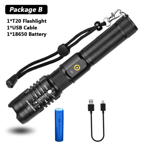 1616150491238.jpg Super Bright Flashlight Zoomable USB Rechargeable Electric Torch 5 Modes Torch Outdoor Fishing Waterproof