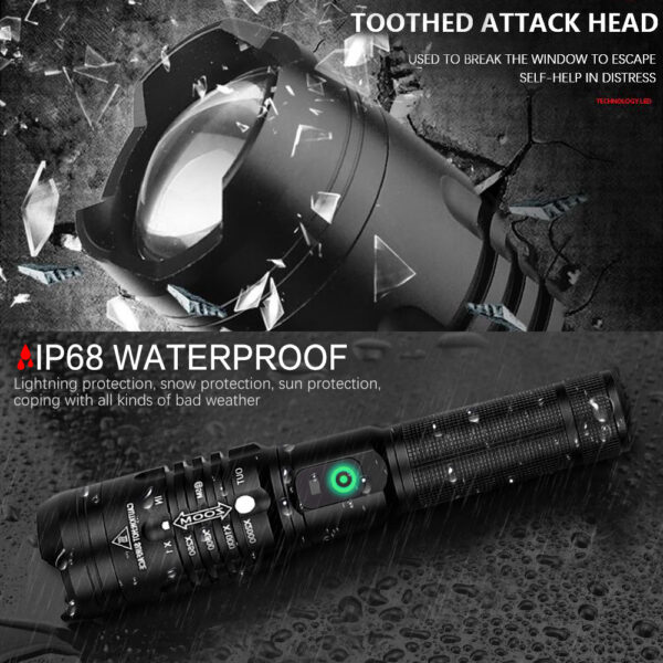 1616150491249.jpg Super Bright Flashlight Zoomable USB Rechargeable Electric Torch 5 Modes Torch Outdoor Fishing Waterproof