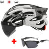Road mountain bike riding helmet with lens and brim taillight