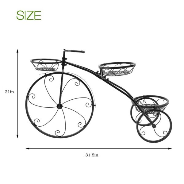 18500f9d-a787-4e57-9ebe-44ccb4dc1d80.jpg Tricycle Plant Stand Flower Pot Cart Holder Ideal For Home Garden And Patio